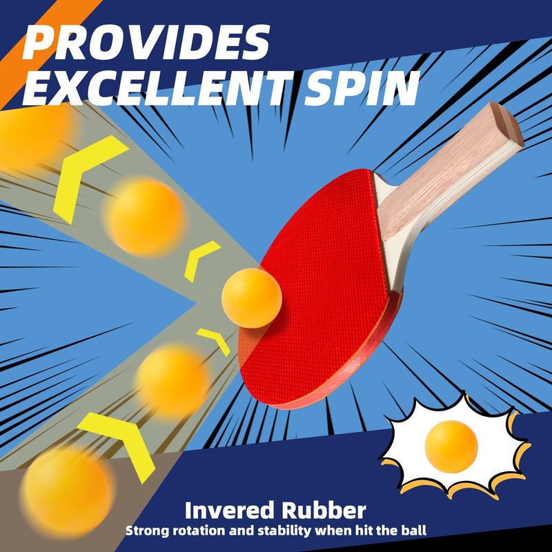 PROMFMOVE Ping Pong Paddles Set, Portable Table Tennis Paddles Set with Retractable Tennis Net, 2 Rackets, 6 Balls and Carry Bag for Indoor/Outdoor Games - Image 3